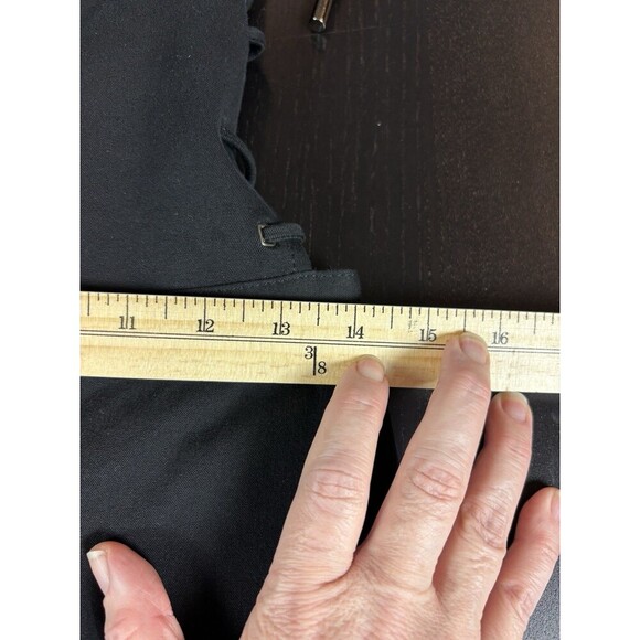 Haute Hippie Formal Jumpsuit Black 6 Wide Leg Lace Up Back Zip Sleeveless Strapp - Picture 6 of 13